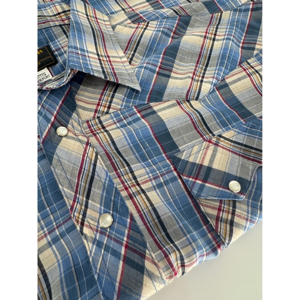 Rustler by Wrangler Men's 3XL Plaid Western Shirt‎ Short Sleeve Snap Button - Picture 8 of 8